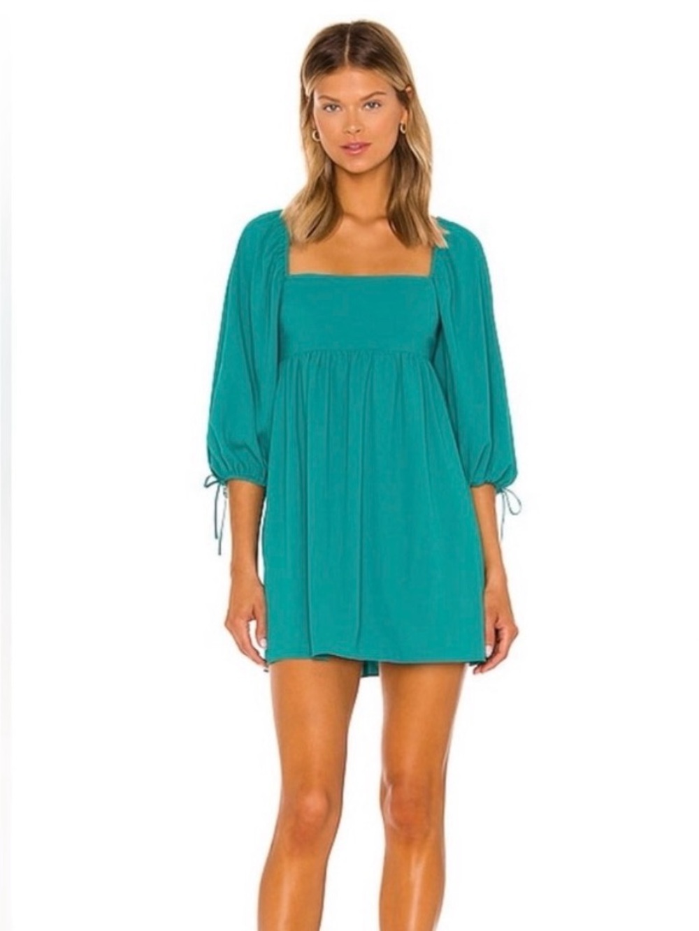 NEW! Amanda Uprichard Darling Mini Babydoll Dress Atlantis Teal Size S